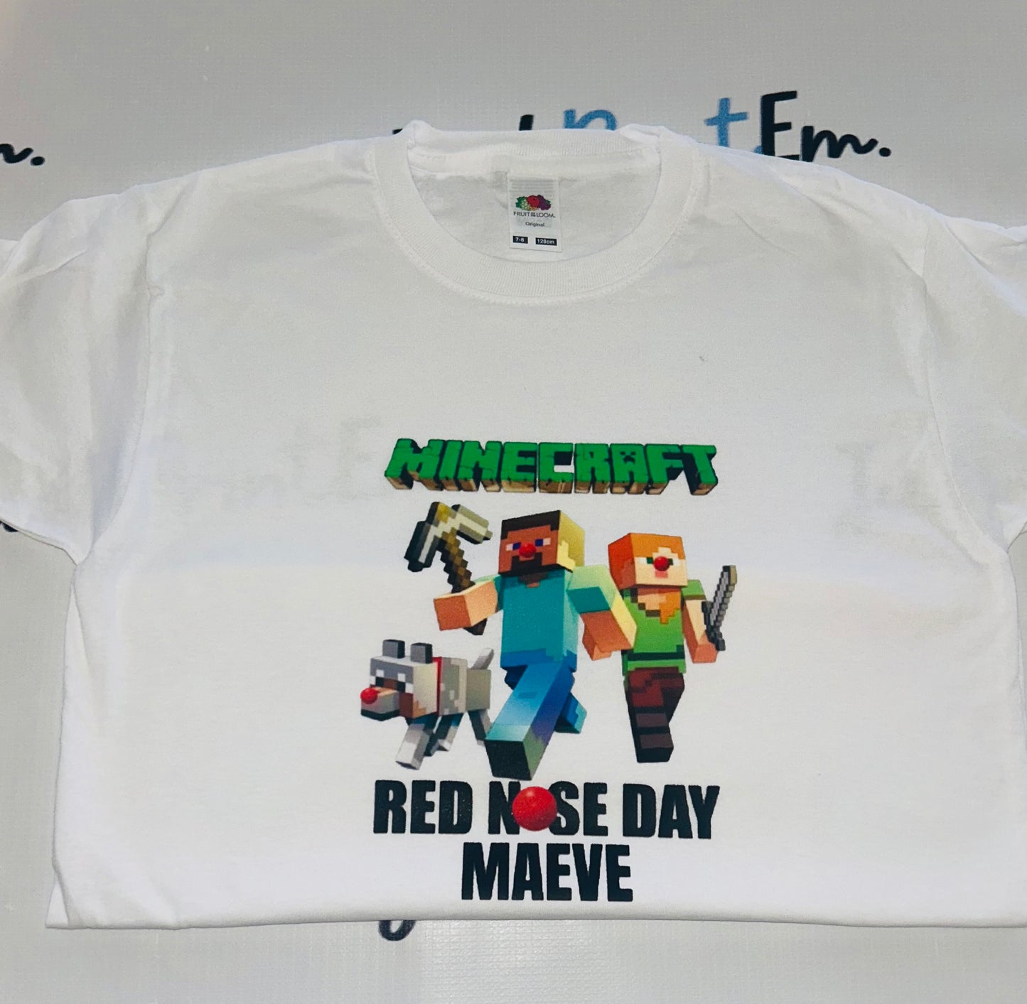 Minecraft Red Nose Day - White T/Shirt - Long Sleeve Top - Jumper - Hoody