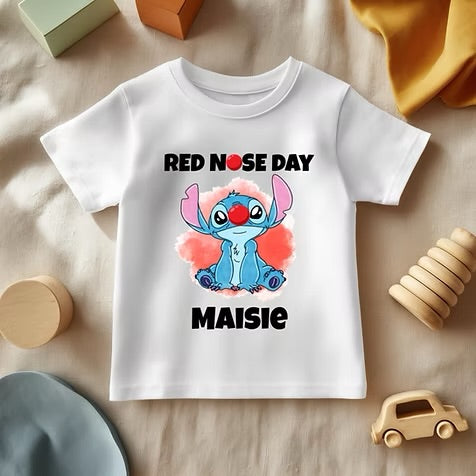 Stitch Red Nose Day - White T/Shirt - Long Sleeve Top - Jumper - Hoody
