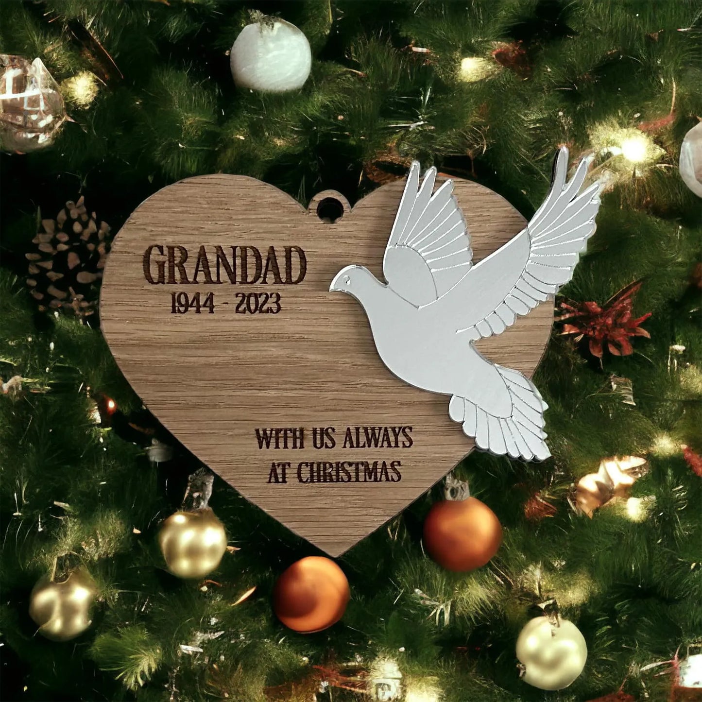 Christmas - 1 Dove Heart Bauble