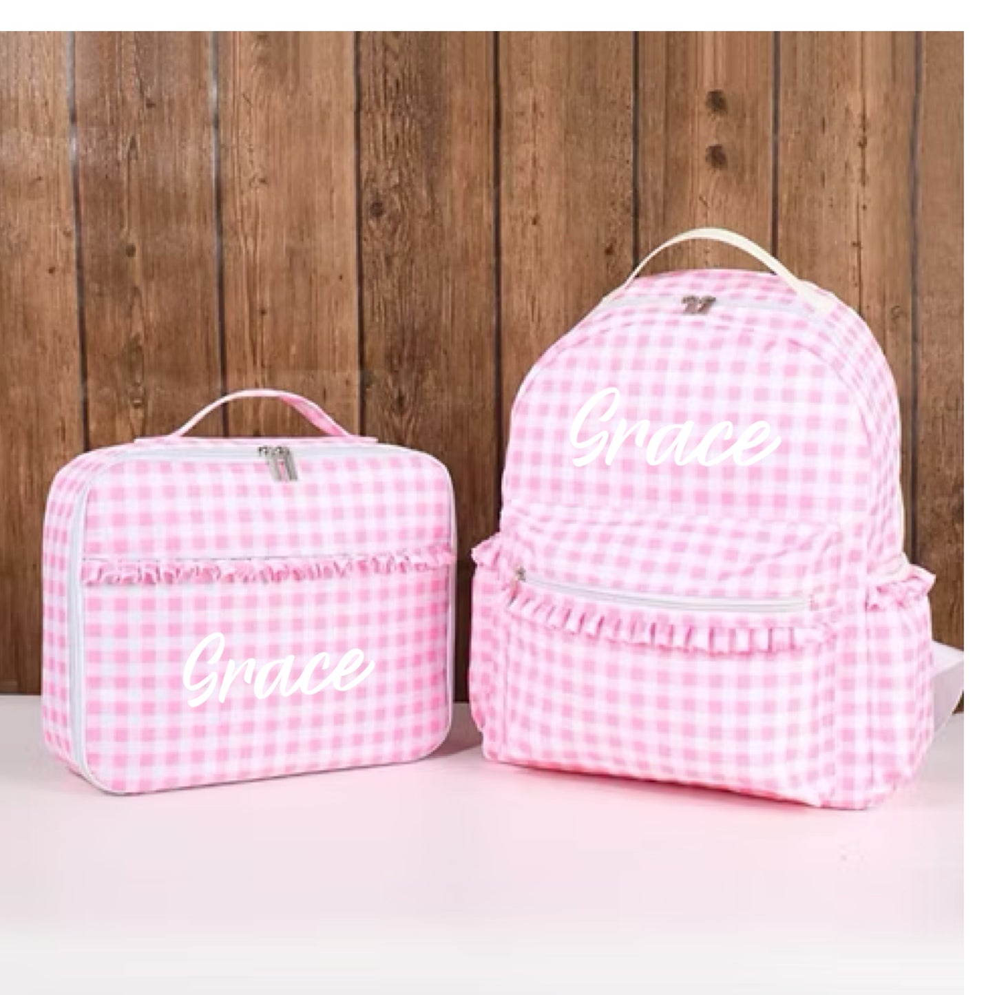 Gingham Backpack & Lunch Bag
