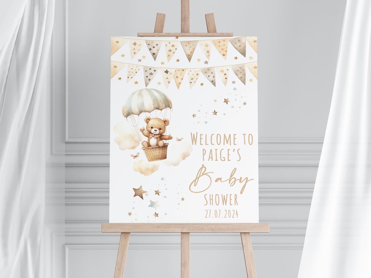 Teddy Baby Shower Welcome Board