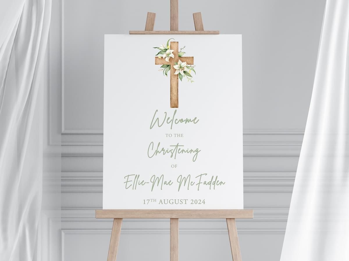 Christening Welcome Board Wooden Cross