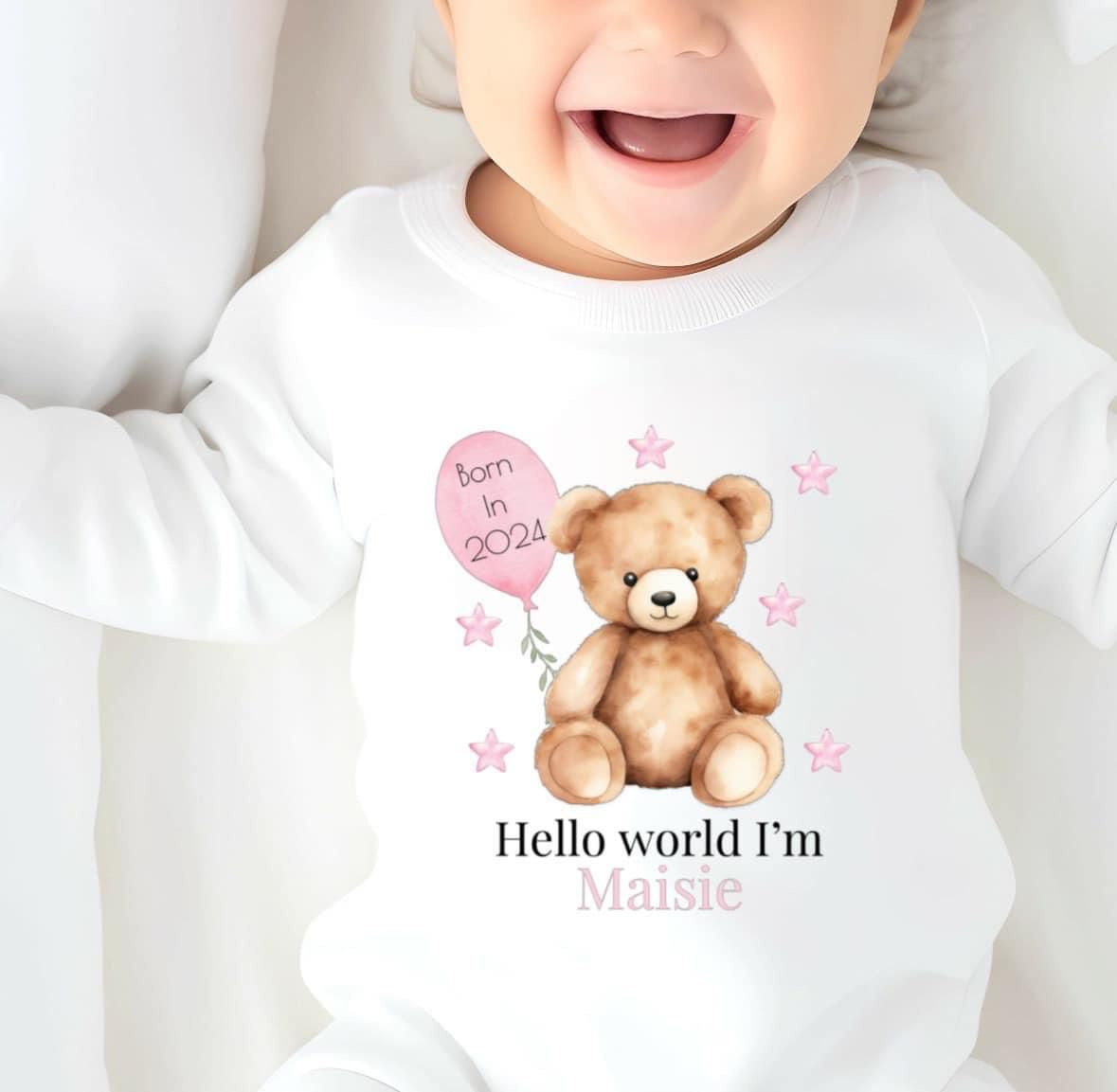 Baby Sleep suit - Hello World I’m …