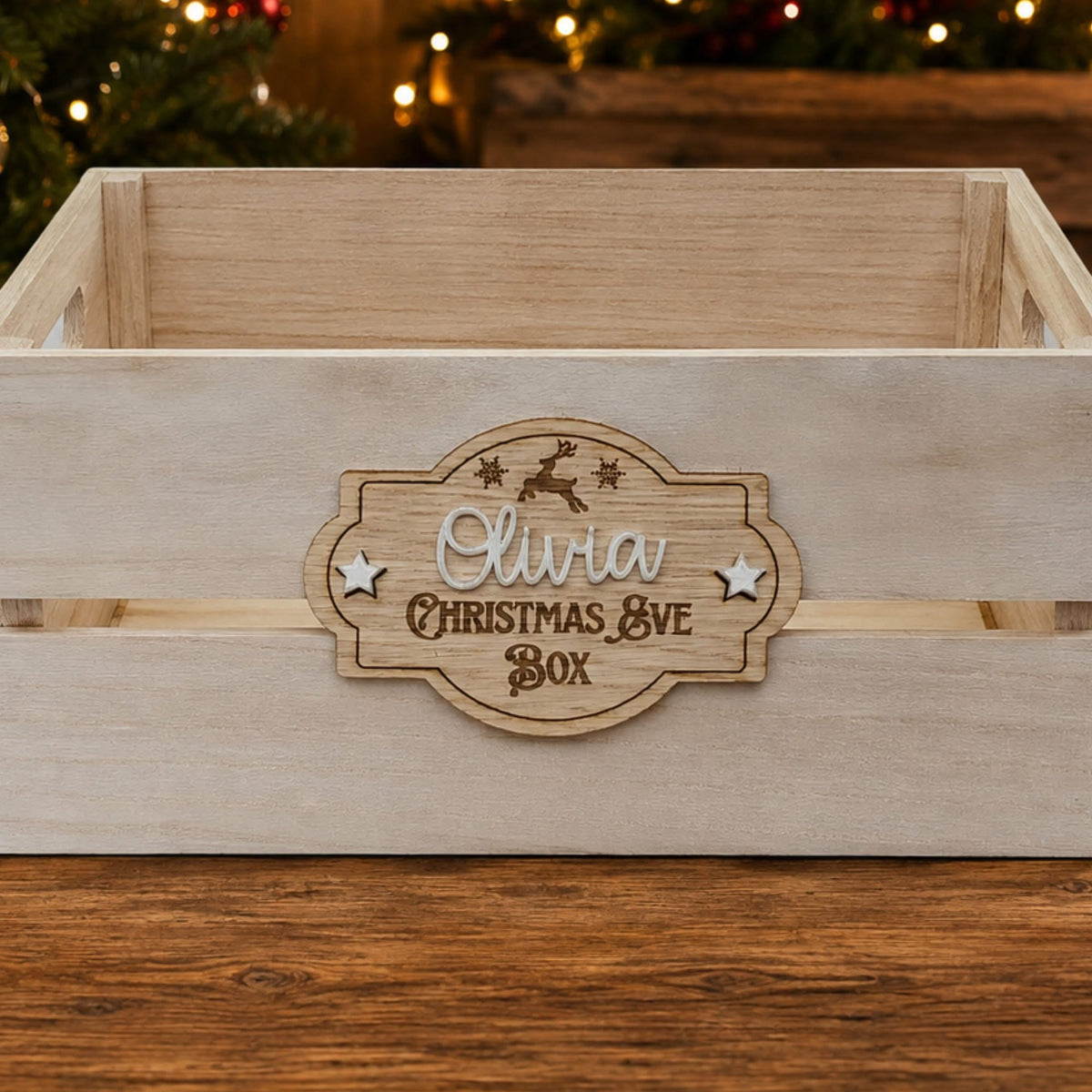 Christmas Eve Tag and Crate- 4mm Oak Veneered