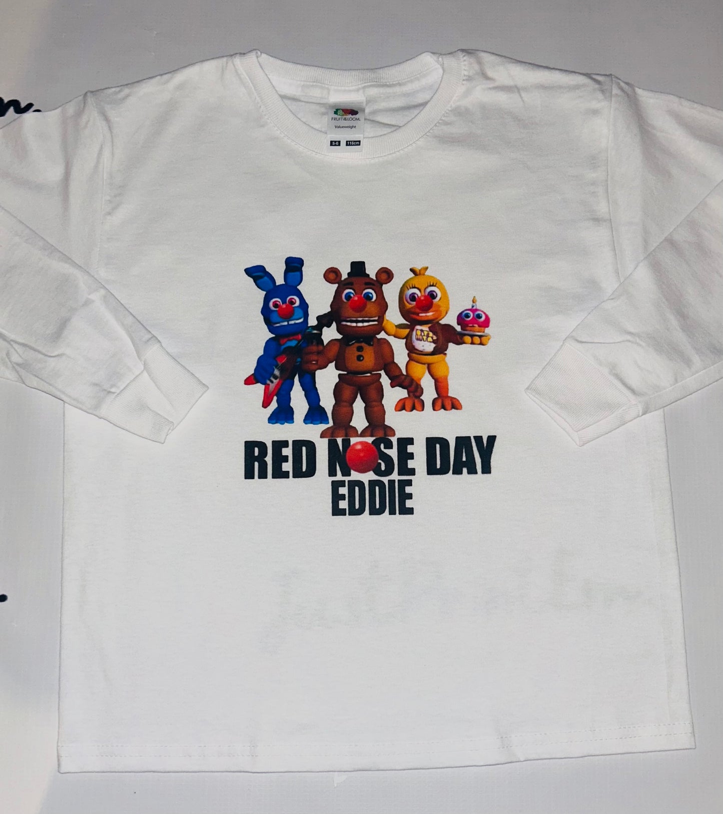 Five Nights at Freddie's Red Nose Day - White T/Shirt - Long Sleeve Top - Jumper - Hoody