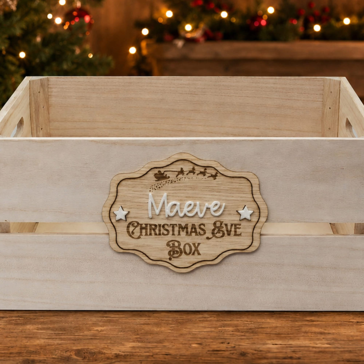 Christmas Eve Tag and Crate- 4mm Oak Veneered