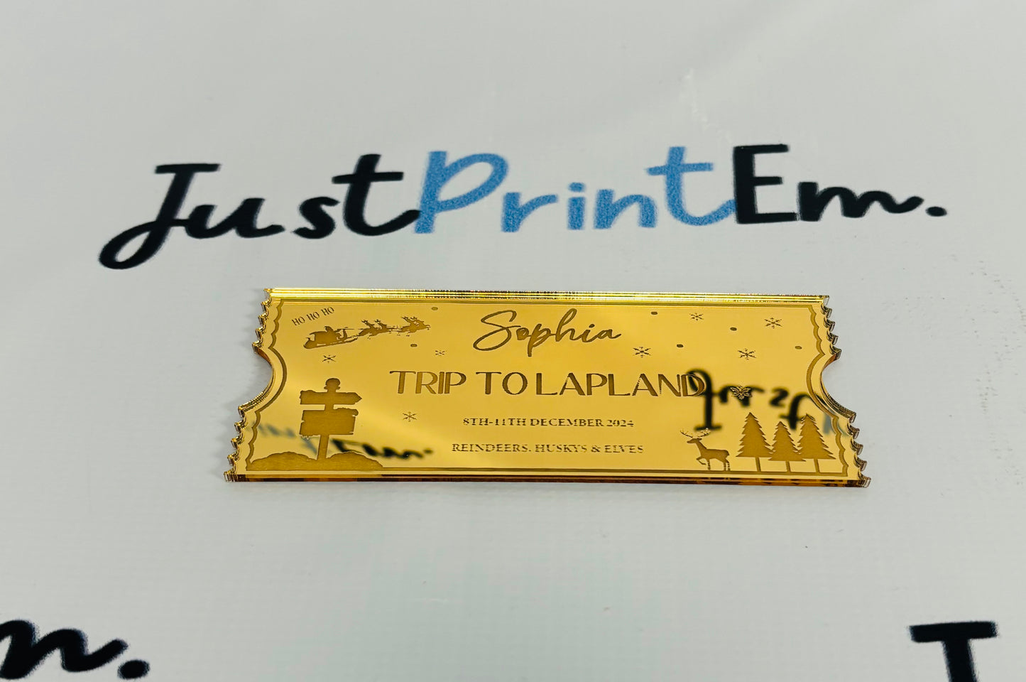 Train Gold Acrylic Ticket