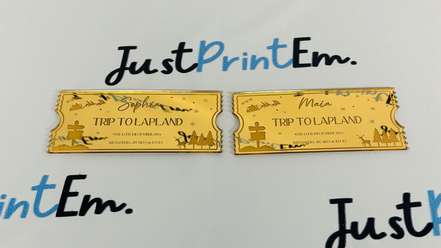 Train Gold Acrylic Ticket