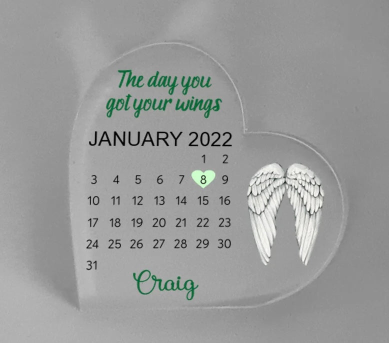 Acrylic Heart -The Day You Got Your Wings