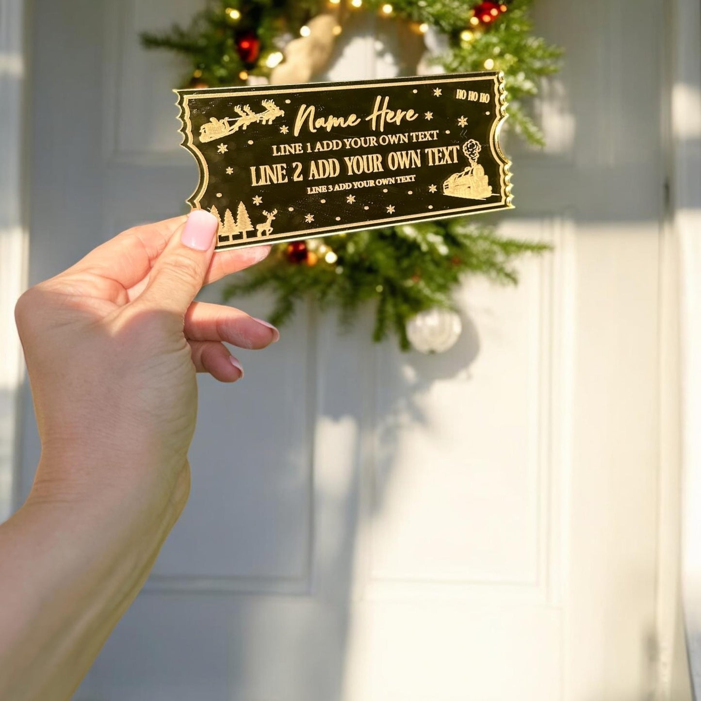Train Gold Acrylic Ticket