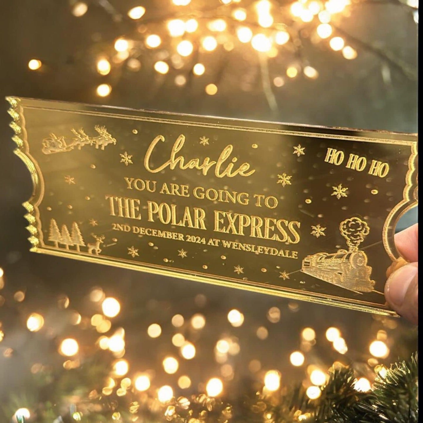 Train Gold Acrylic Ticket