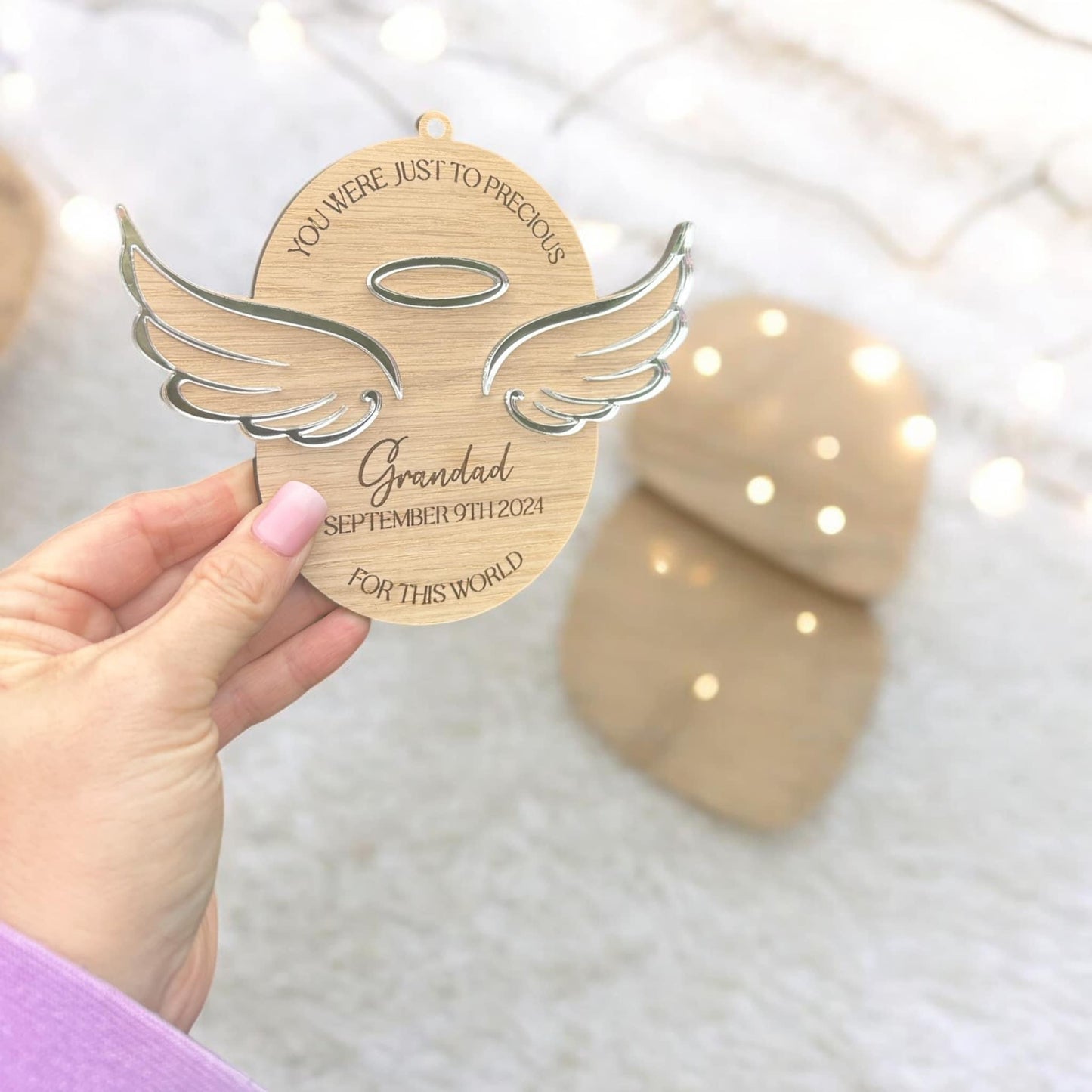 Wings & Halo Memorial Oak Bauble