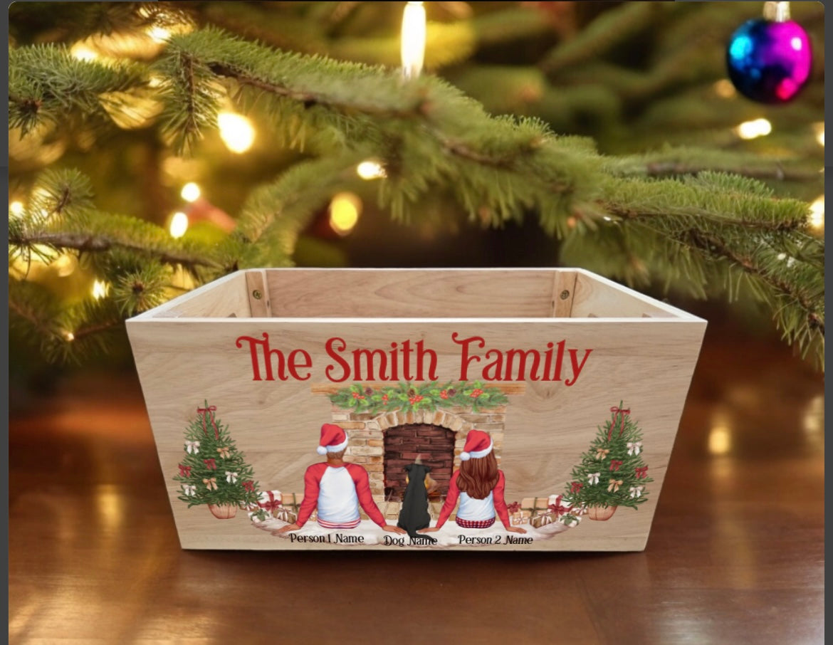Family Personalised Christmas Wooden Box