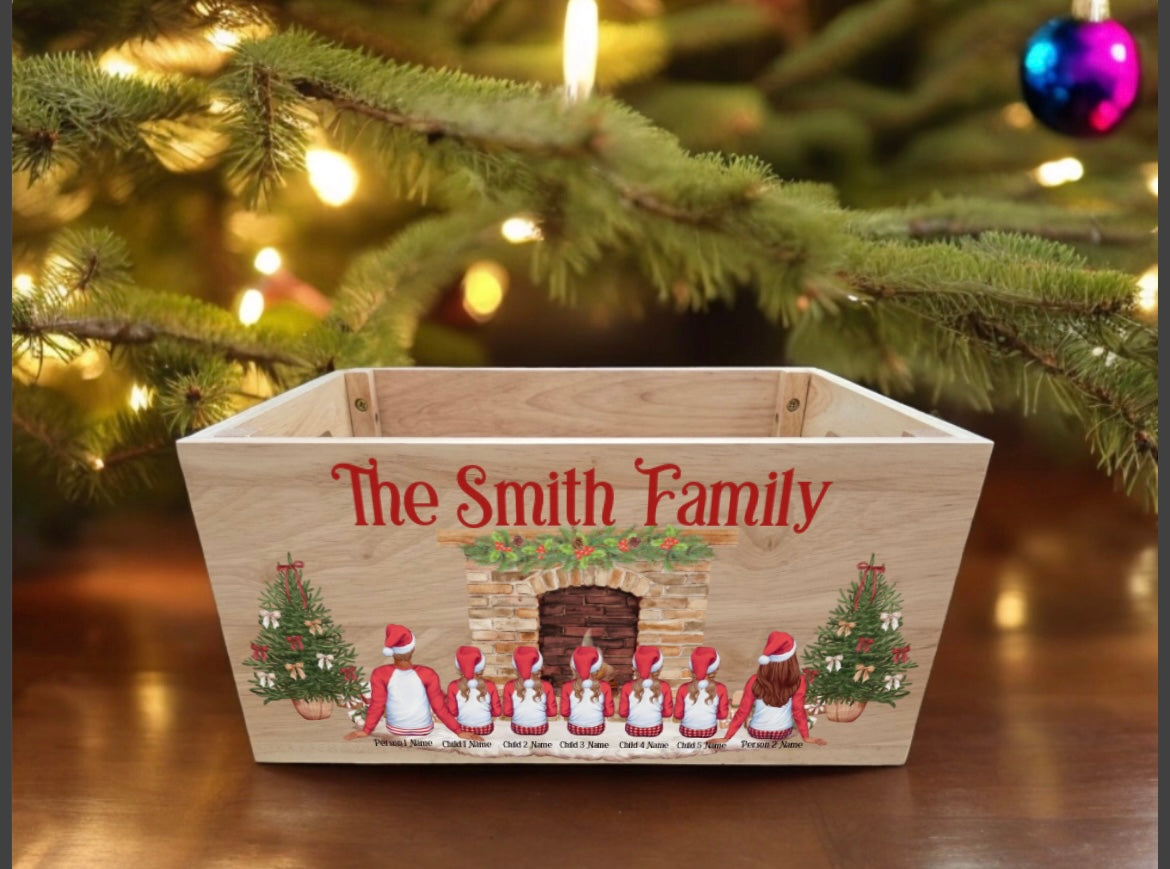 Family Personalised Christmas Wooden Box