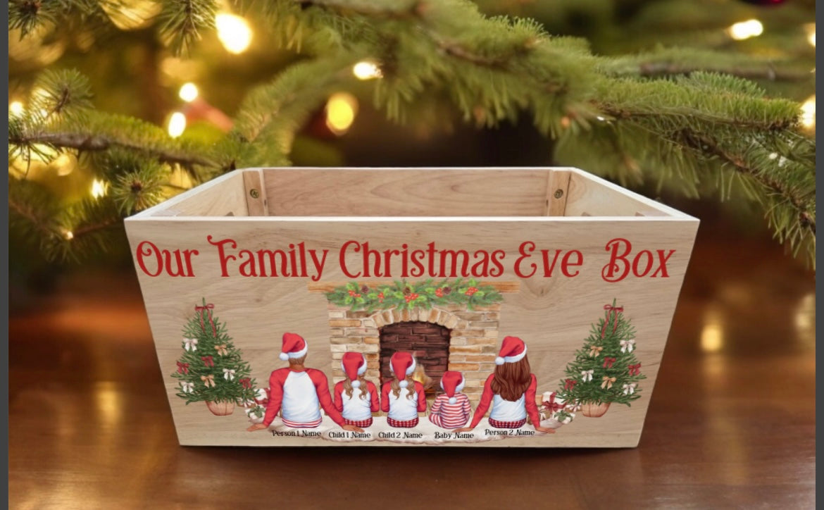 Family Personalised Christmas Wooden Box