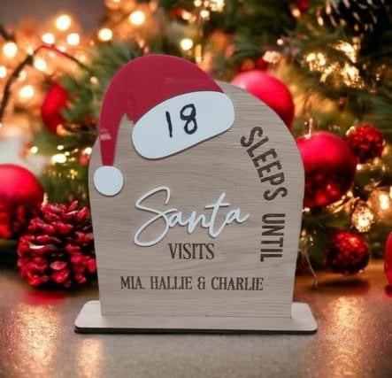 Wooden Christmas "Sleeps Until Santa Visits" Sign