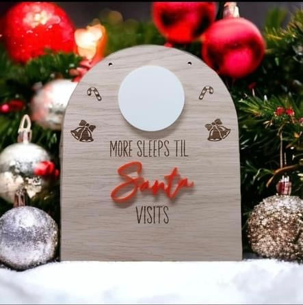 Wooden Christmas "Sleeps Until Santa Visits" Sign