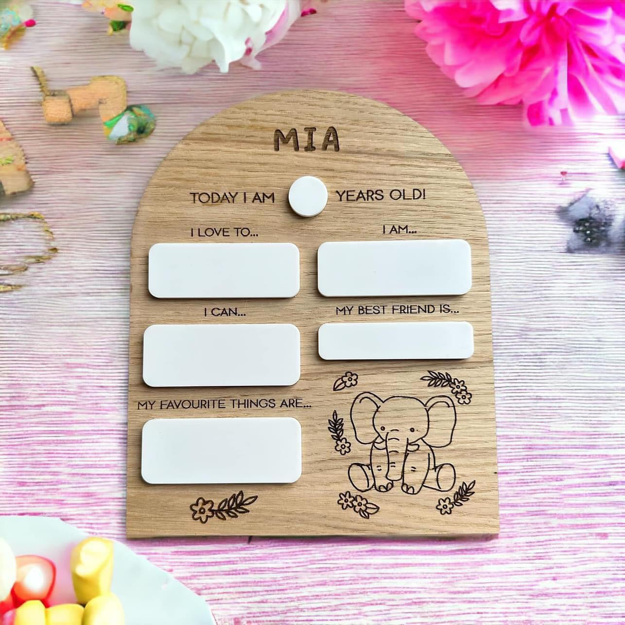 Oak 'Today I am' Birthday Boards