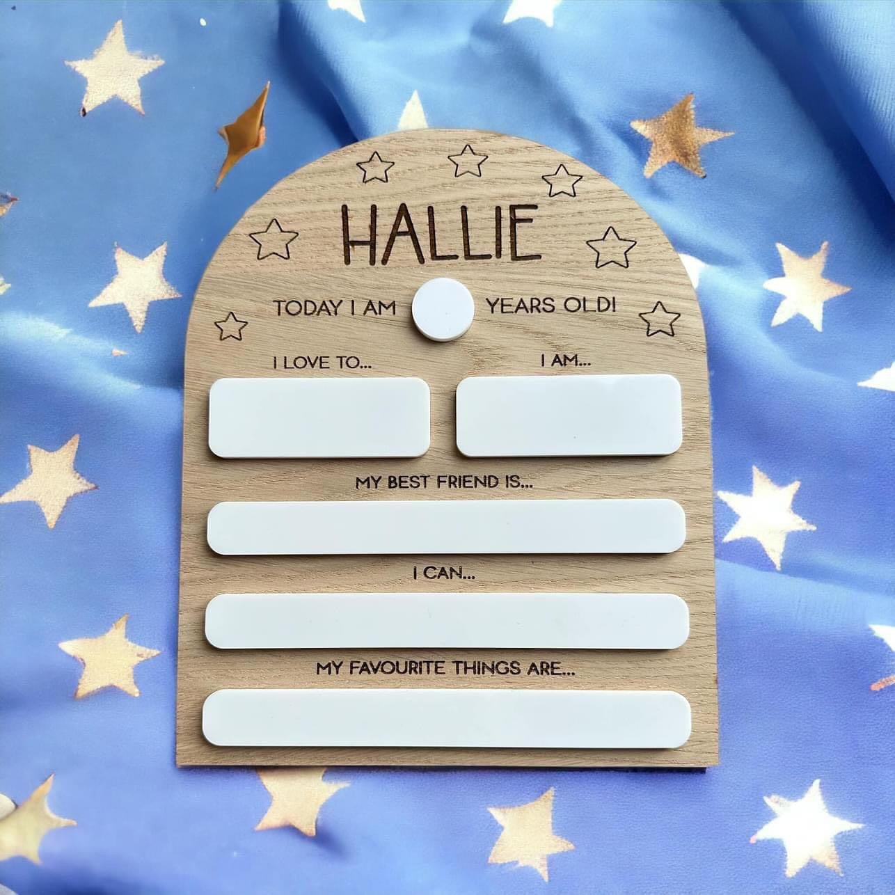 Oak 'Today I am' Birthday Boards