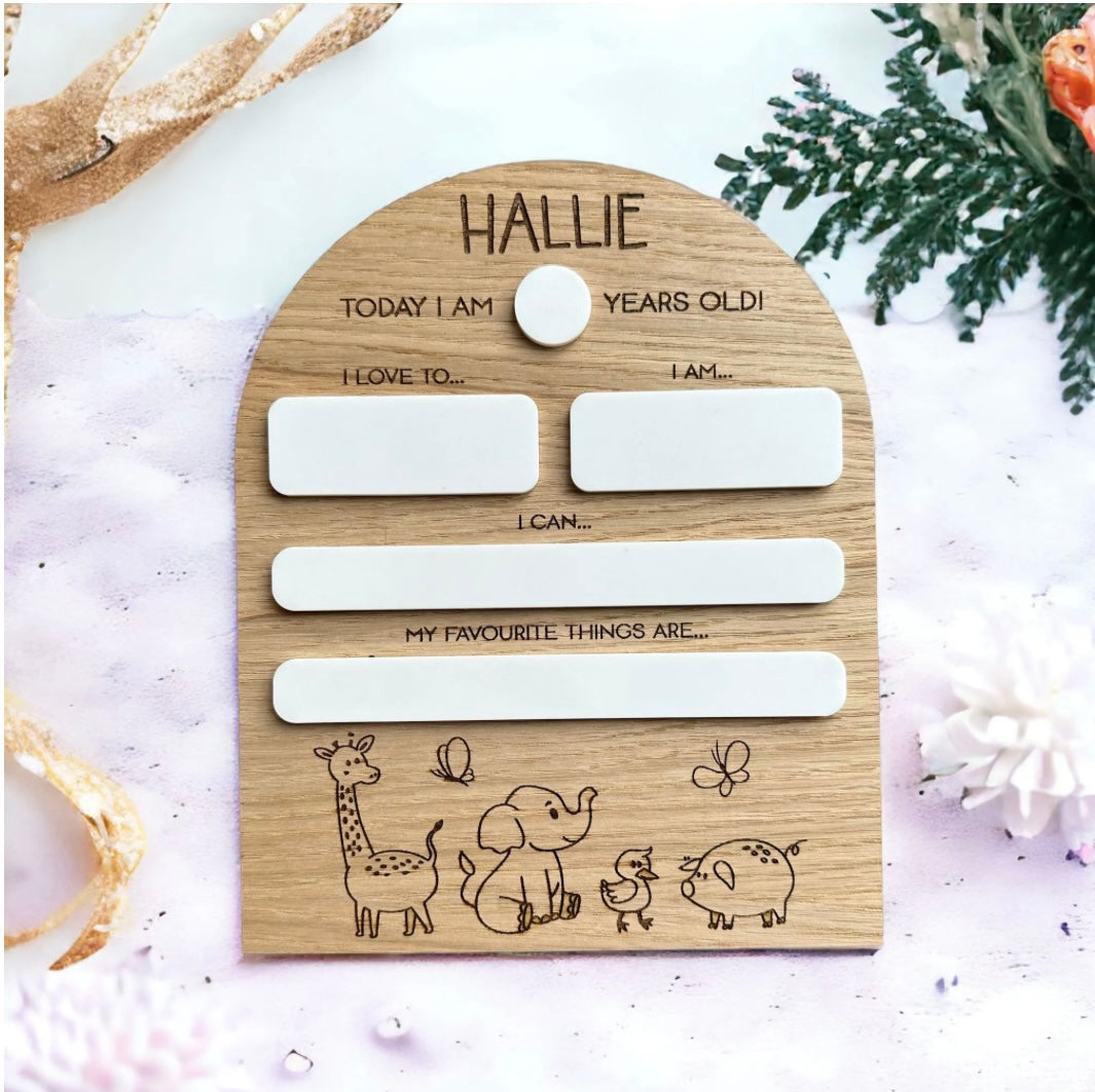 Oak 'Today I am' Birthday Boards