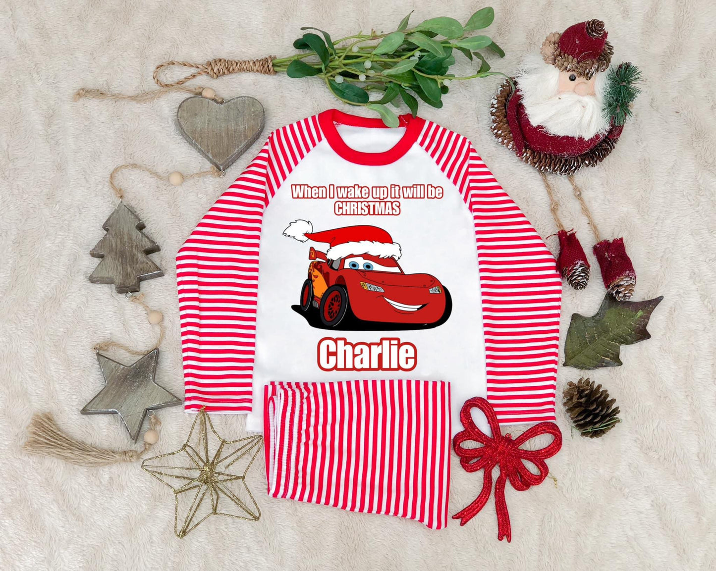 Christmas Striped Cars Pjs