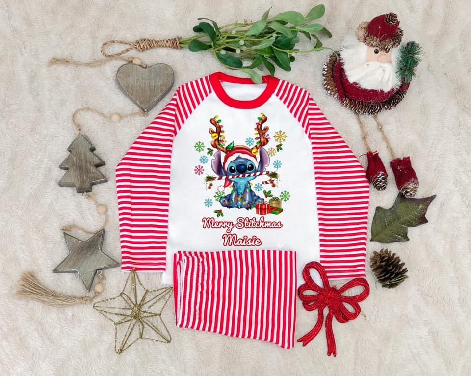 Christmas Striped Stitch Pjs