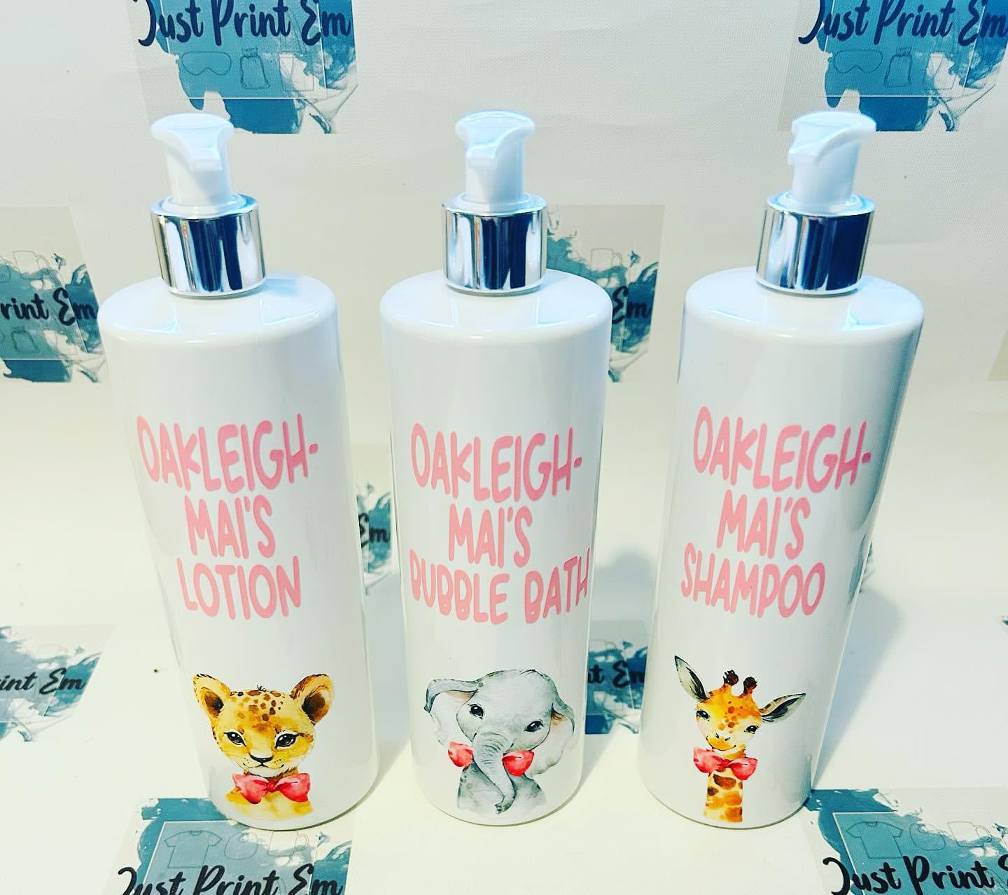 Dispensers Animal Picture Set 3pc - Shampoo/Bubble Bath/Lotion