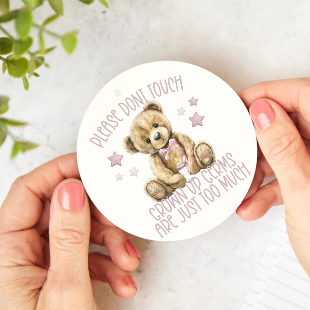 Acrylic 'Please don't touch, Grown up germs are just too much' Pram Circle