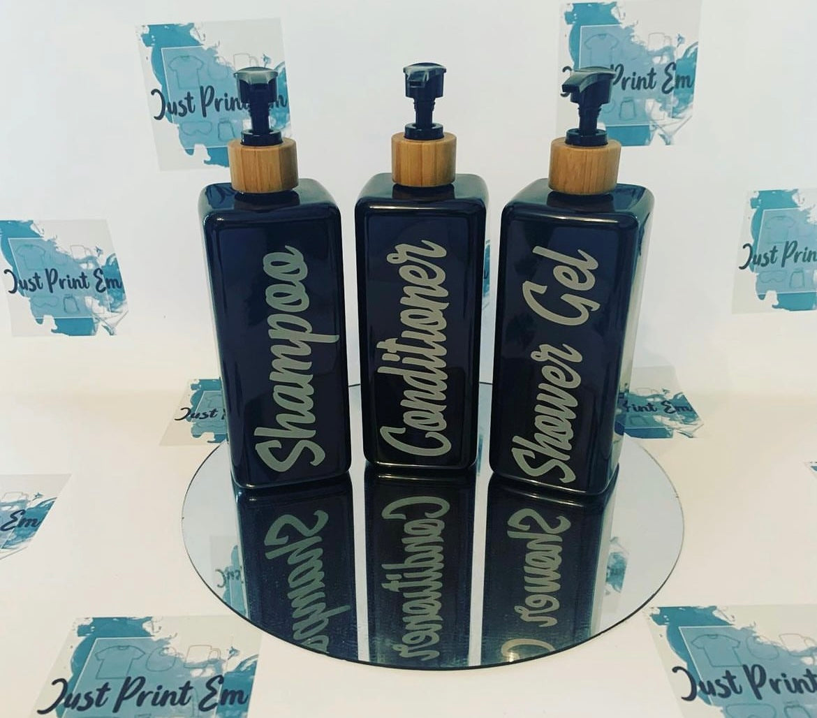 Dispensers Square Set 3pc -Shower Gel-Shampoo- Conditioner