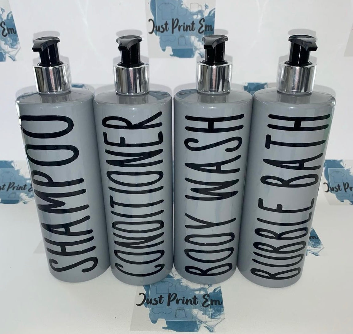 Dispensers Set 4pc -Body Wash- Bubble Bath -Shampoo- Conditioner
