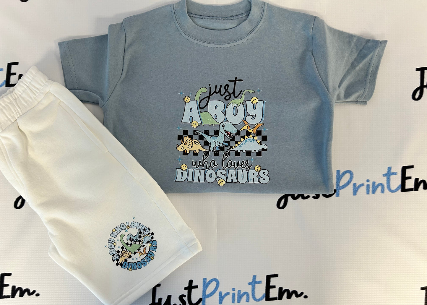 Slogan Short Sleeve Children T-Shirt and Shorts Set