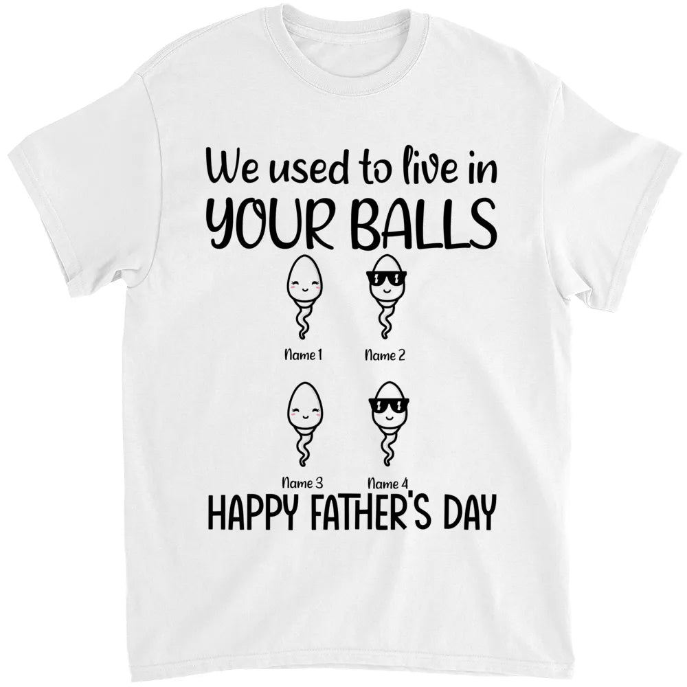Father's Day T-Shirts - "We used to live in your balls"