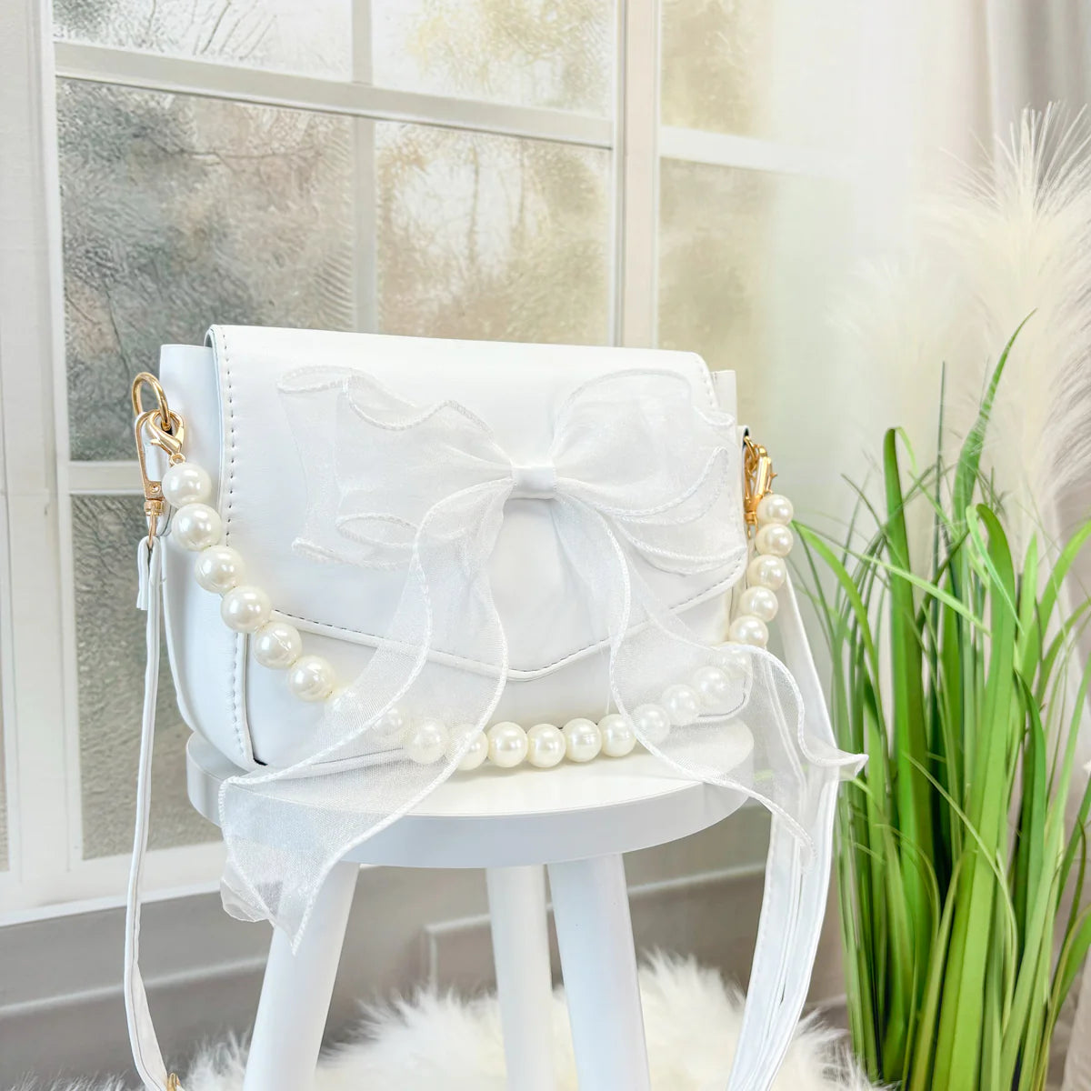 White Bow Bag