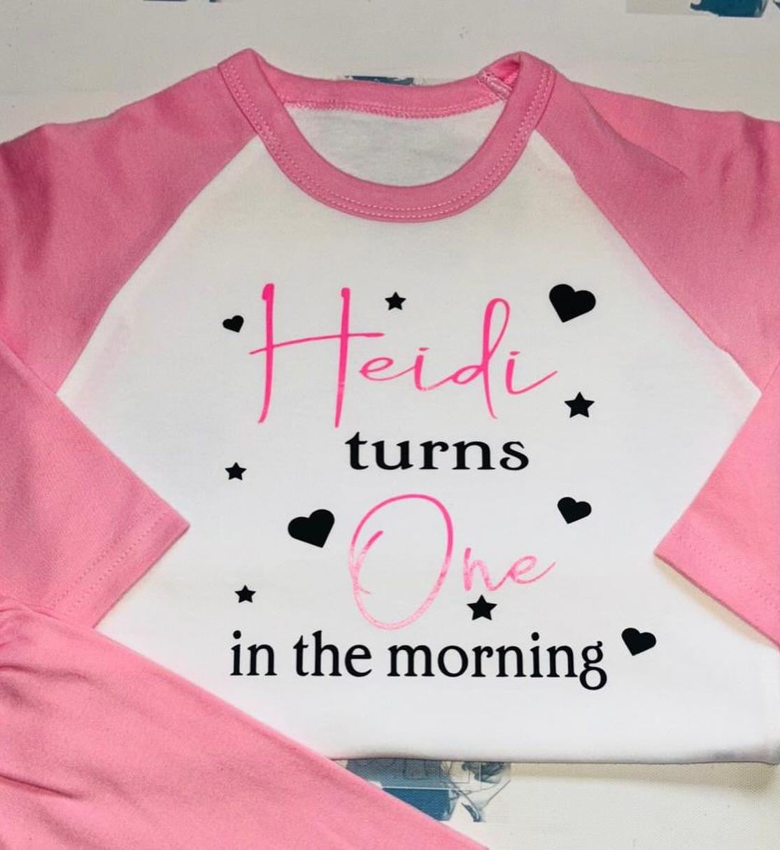 Pink Children Birthday Pyjamas- Add your own design