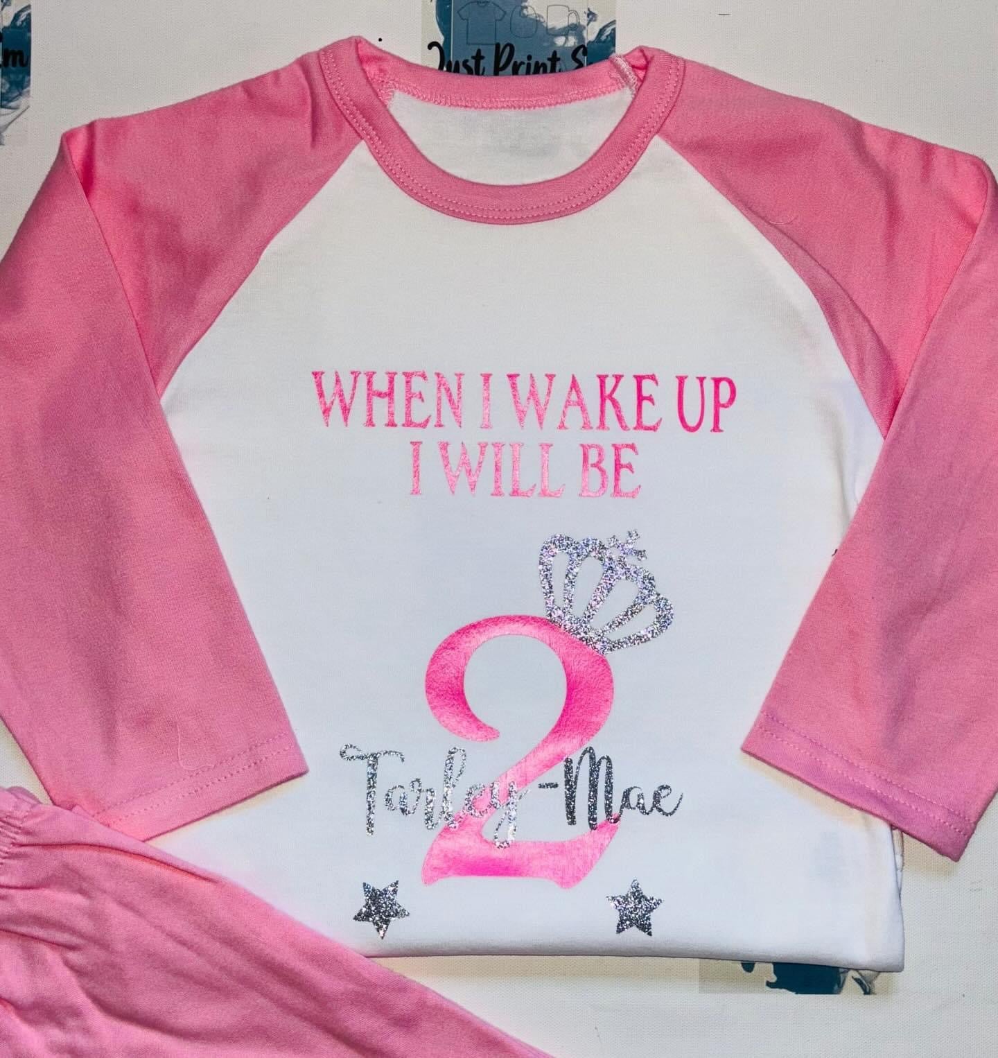Pink Children Birthday Pyjamas- Add your own design