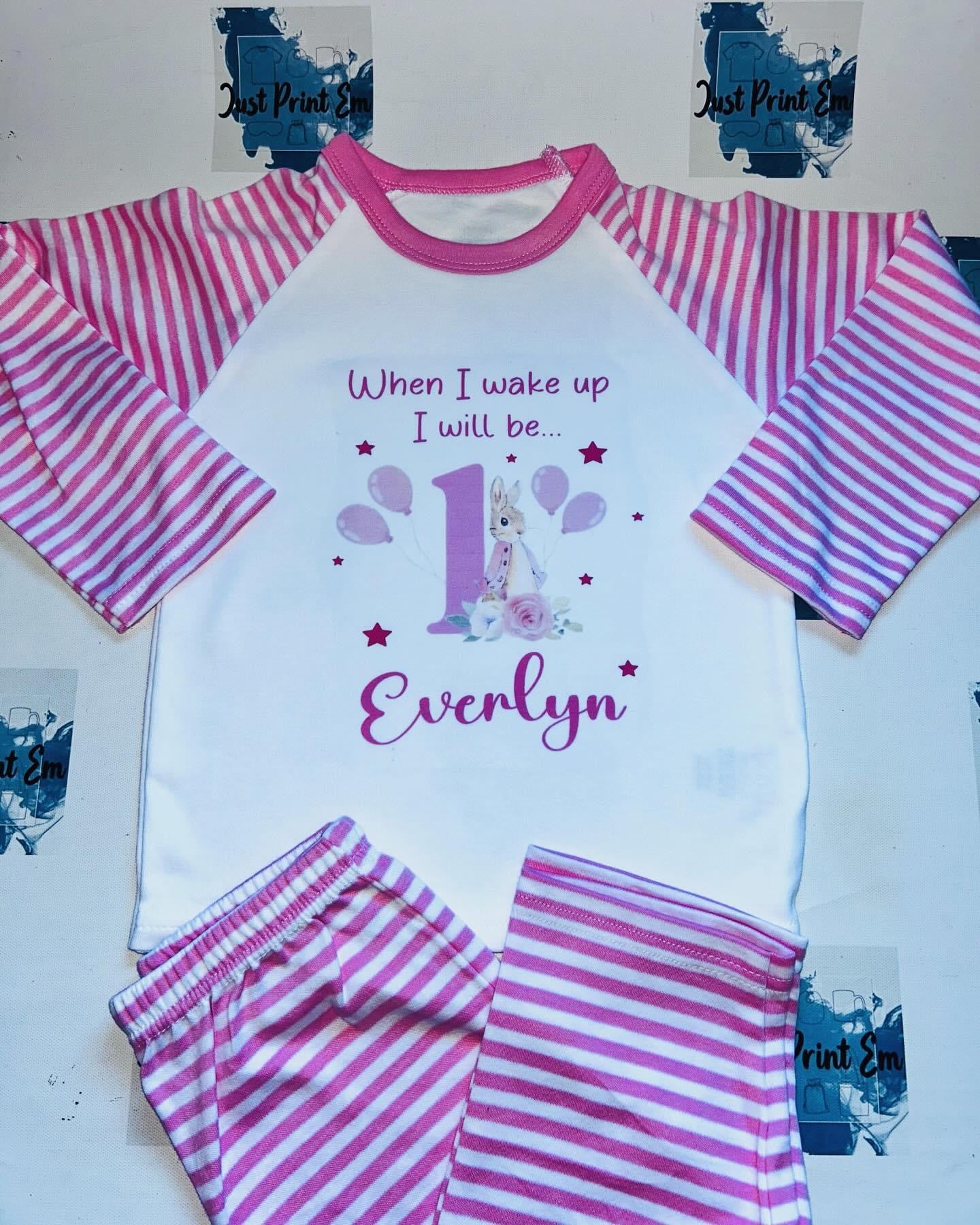 Pink Children Birthday Pyjamas- Add your own design
