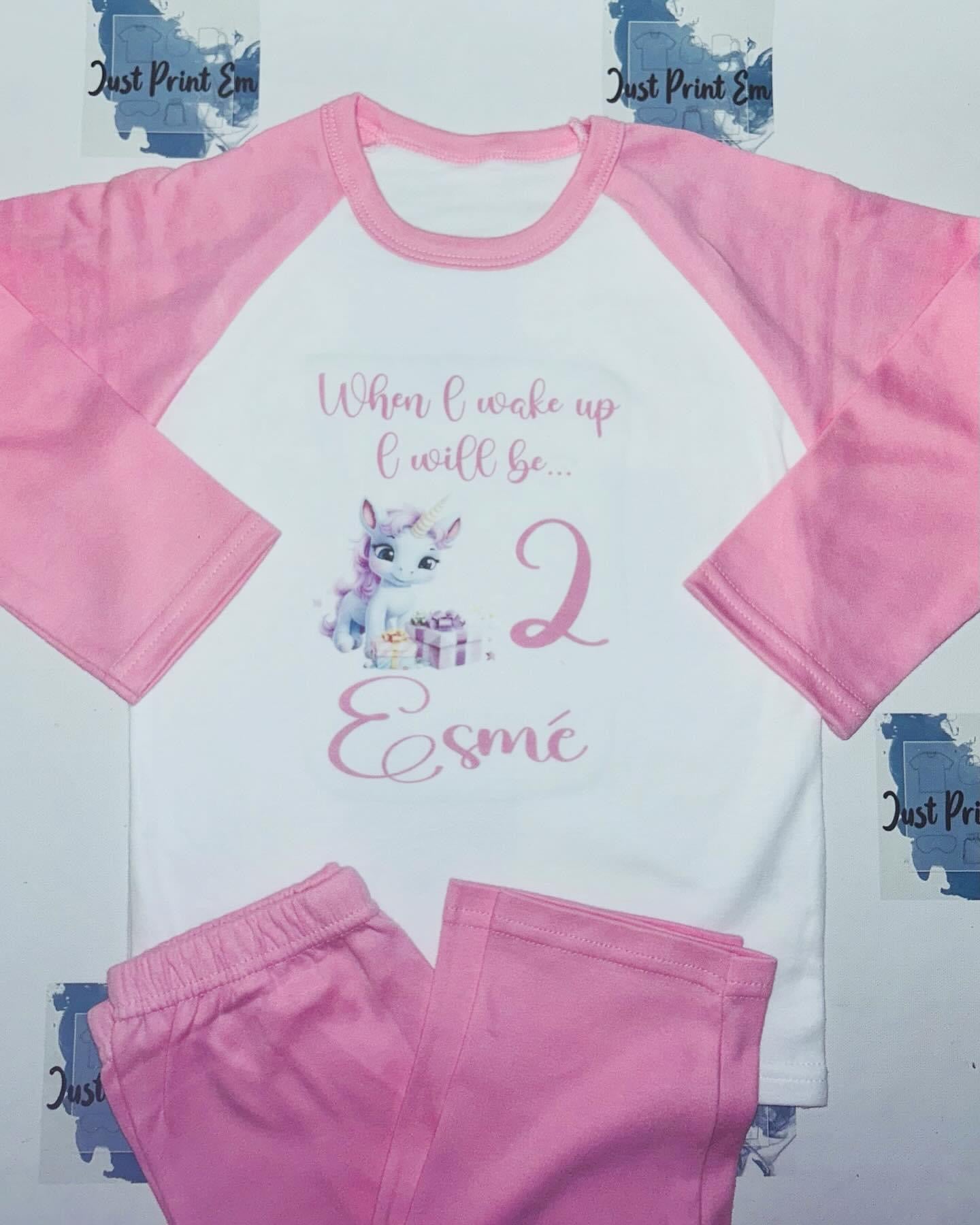 Pink Children Birthday Pyjamas- Add your own design