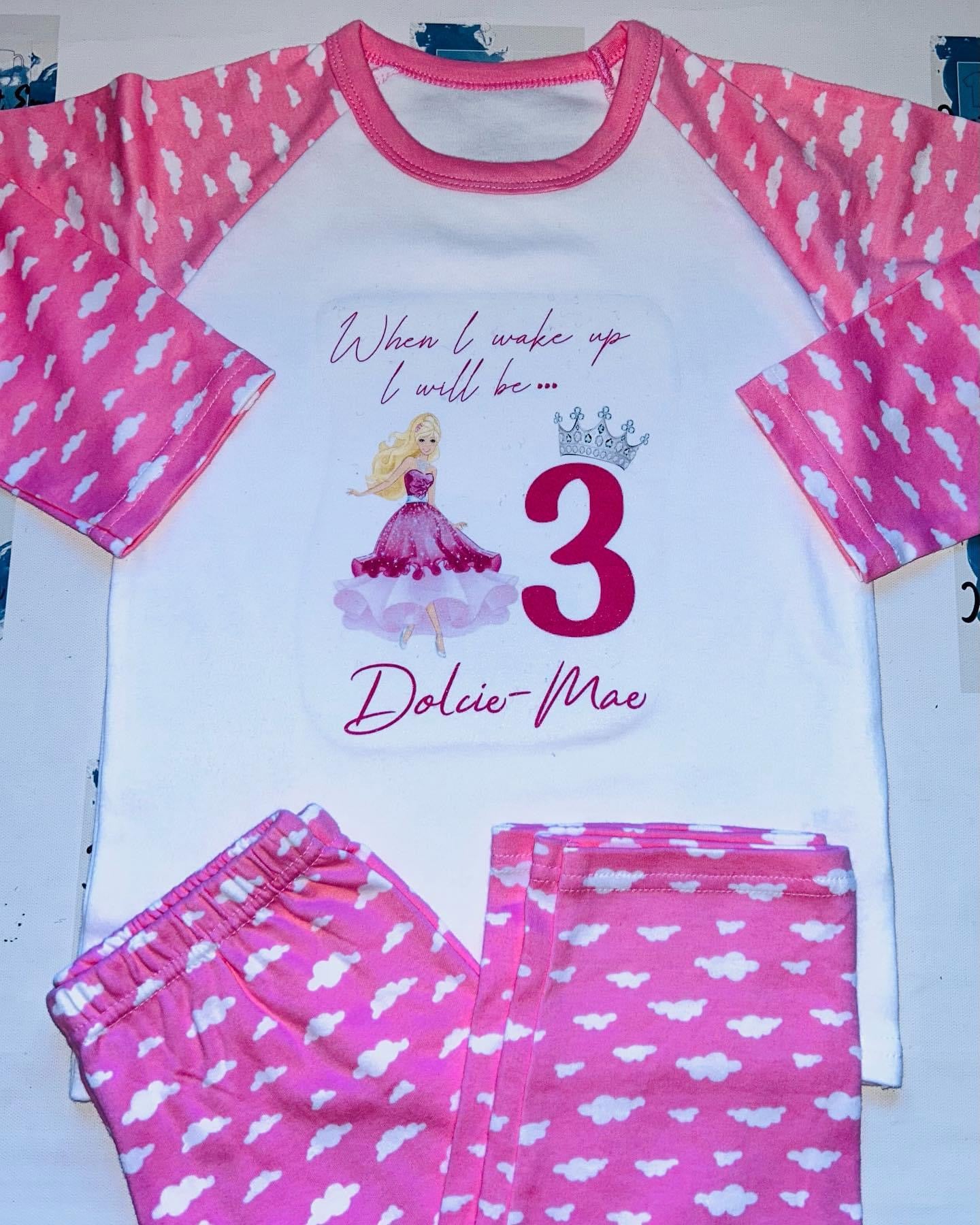 Pink Children Birthday Pyjamas- Add your own design
