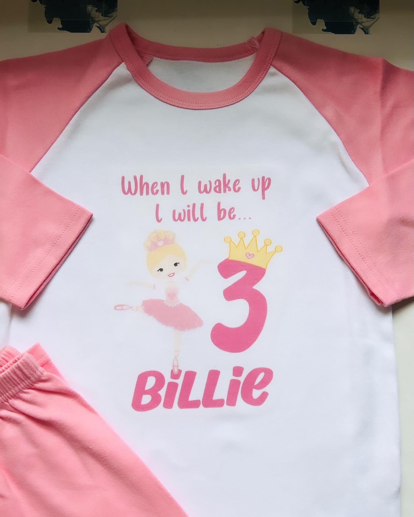 Pink Children Birthday Pyjamas- Add your own design
