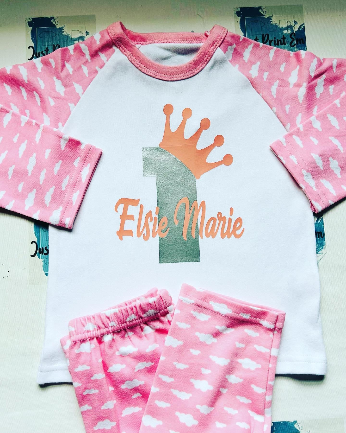 Pink Children Birthday Pyjamas- Add your own design