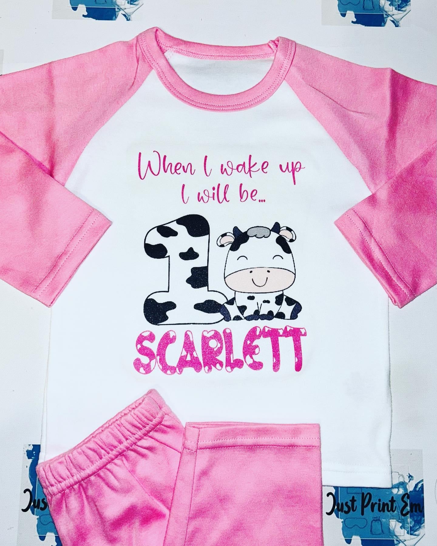 Pink Children Birthday Pyjamas- Add your own design