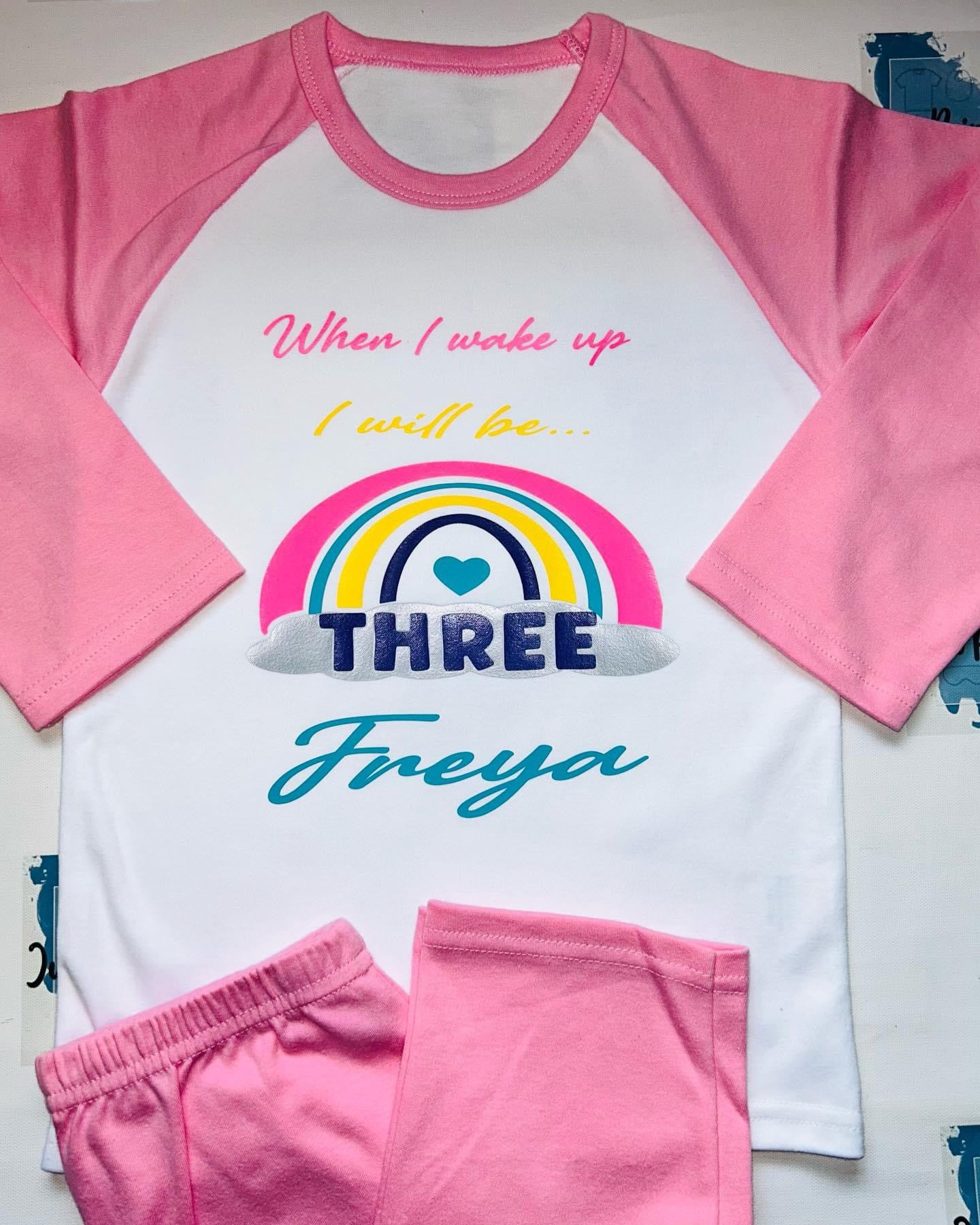 Pink Children Birthday Pyjamas- Add your own design