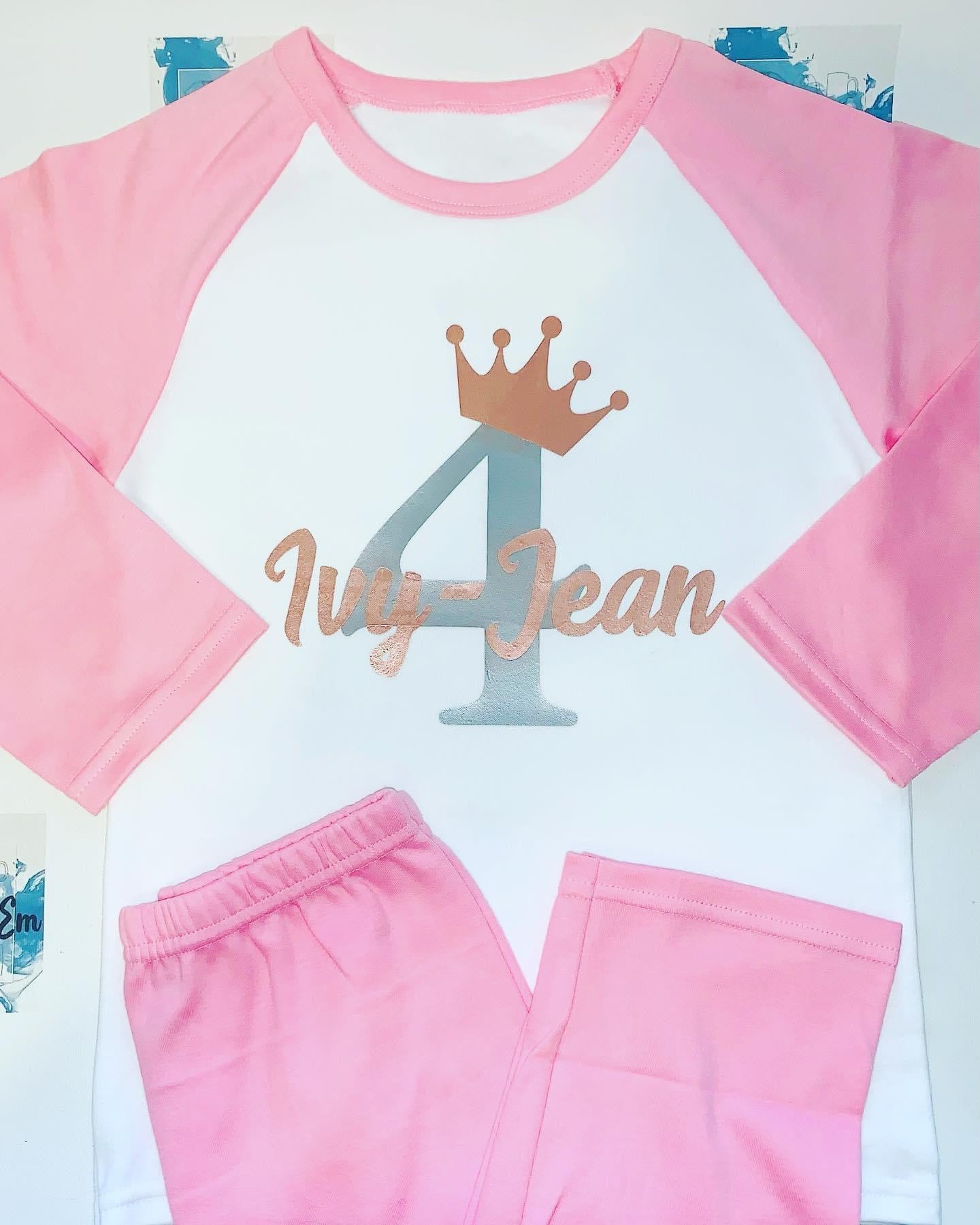 Pink Children Birthday Pyjamas- Add your own design