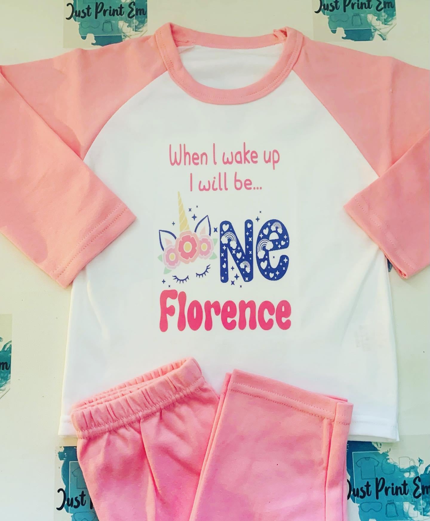 Pink Children Birthday Pyjamas- Add your own design