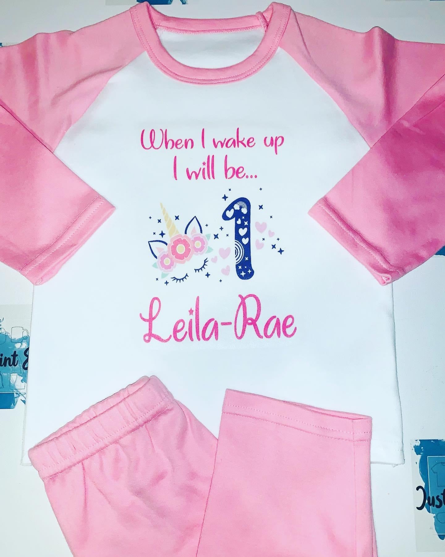 Pink Children Birthday Pyjamas- Add your own design