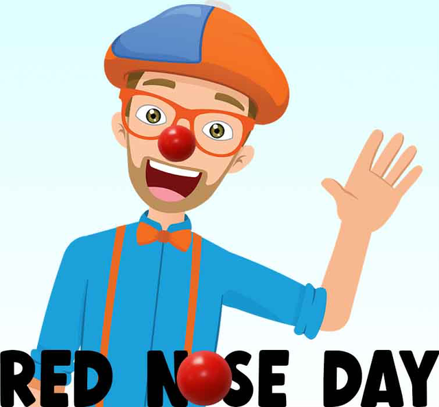 Blippi Red Nose Day - White T/Shirt - Long Sleeve Top - Jumper - Hoody