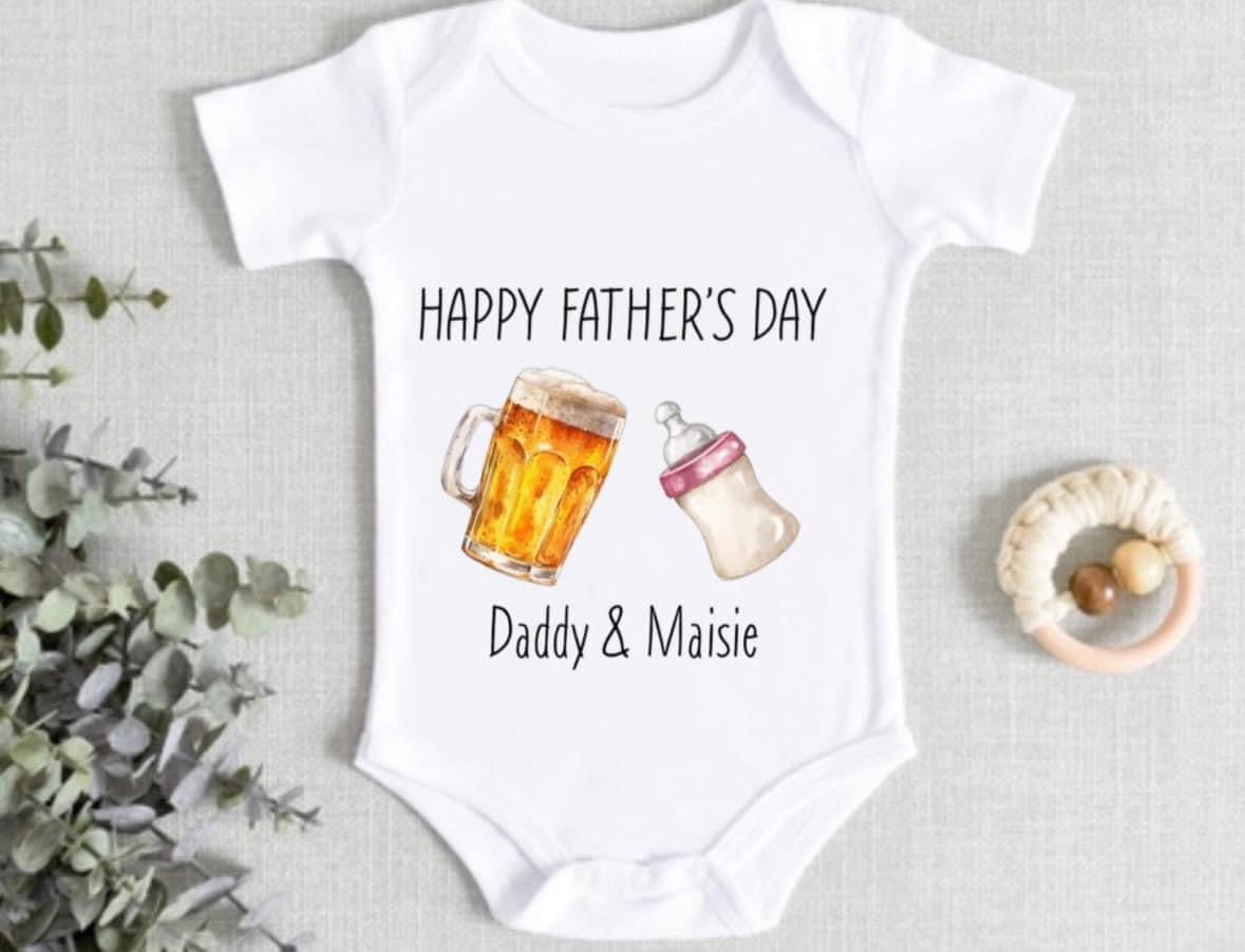 Father's Day - Baby Vest Beer and Bottle