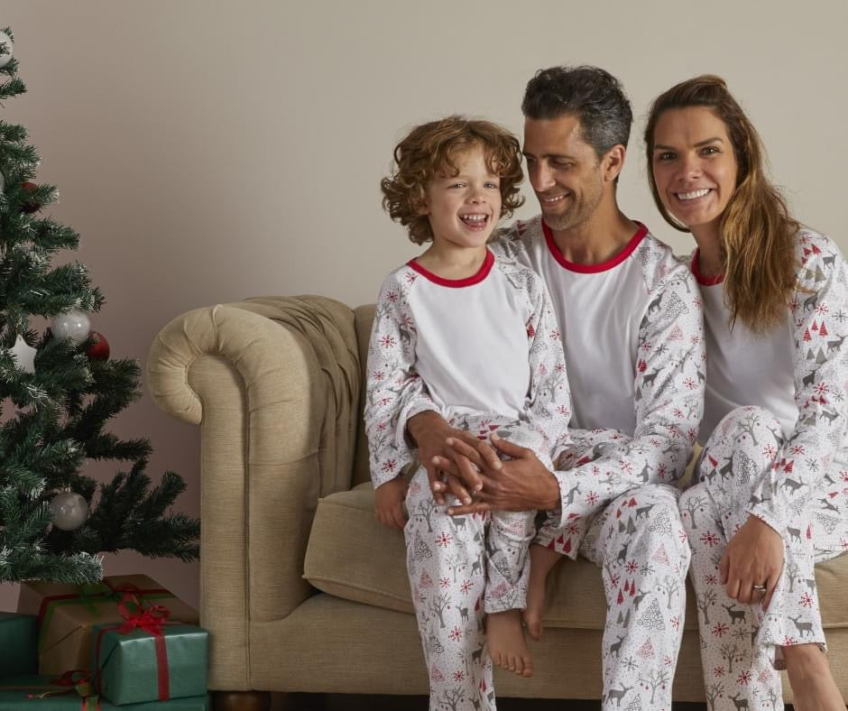Family Christmas Pjs - Grey Reindeer- Close your eyes