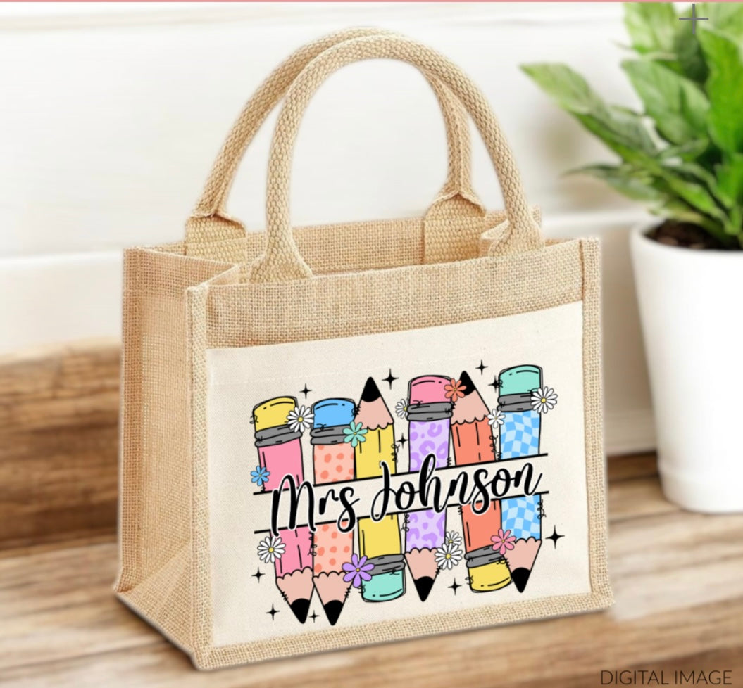Teacher Mini Jute Bag