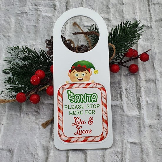 Christmas Elf "Santa Please Stop Here For..."Door Sign